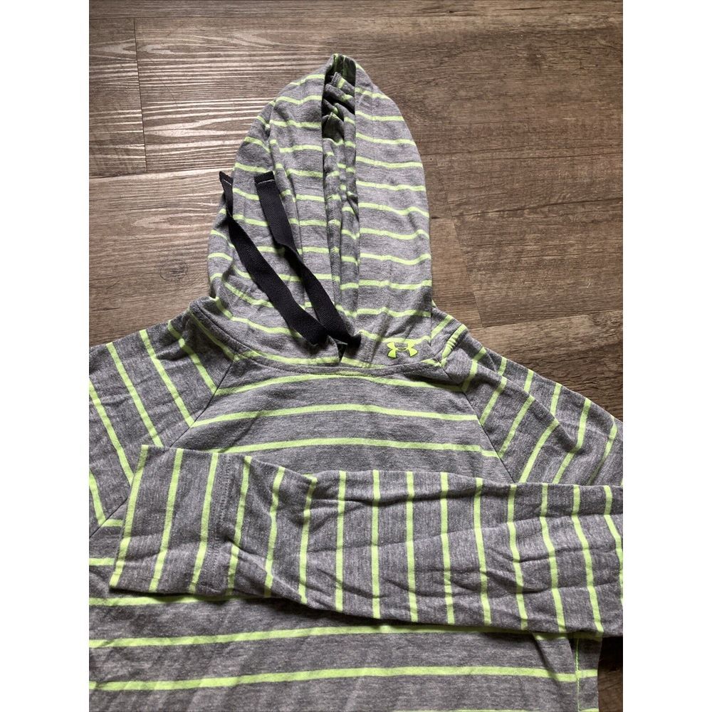 Under Armour Womens Small Grey Neon Green Striped All season Hoodie‎ Sweatshirt
